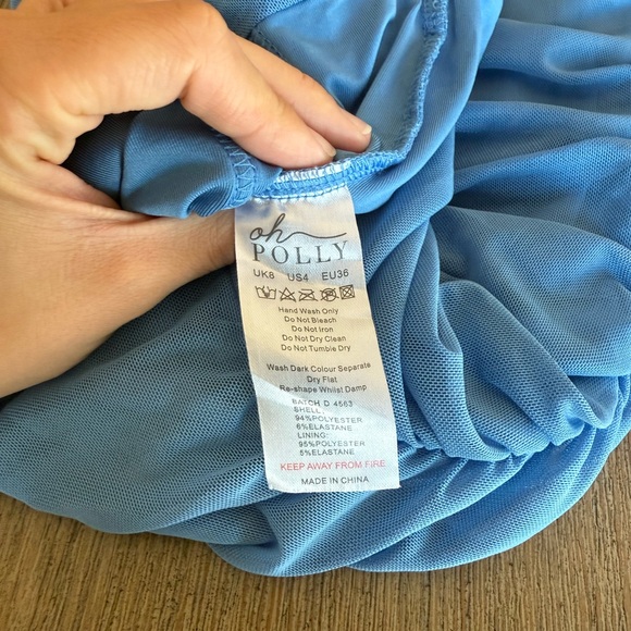 Oh Polly Blue Ruched Dress - Picture 6 of 6